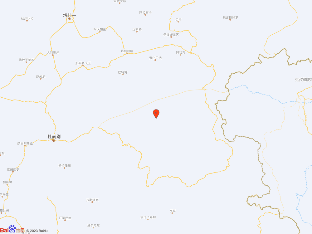 塔吉克斯坦（北緯39.10度，東經(jīng)71.80度）發(fā)生5.0級(jí)地震