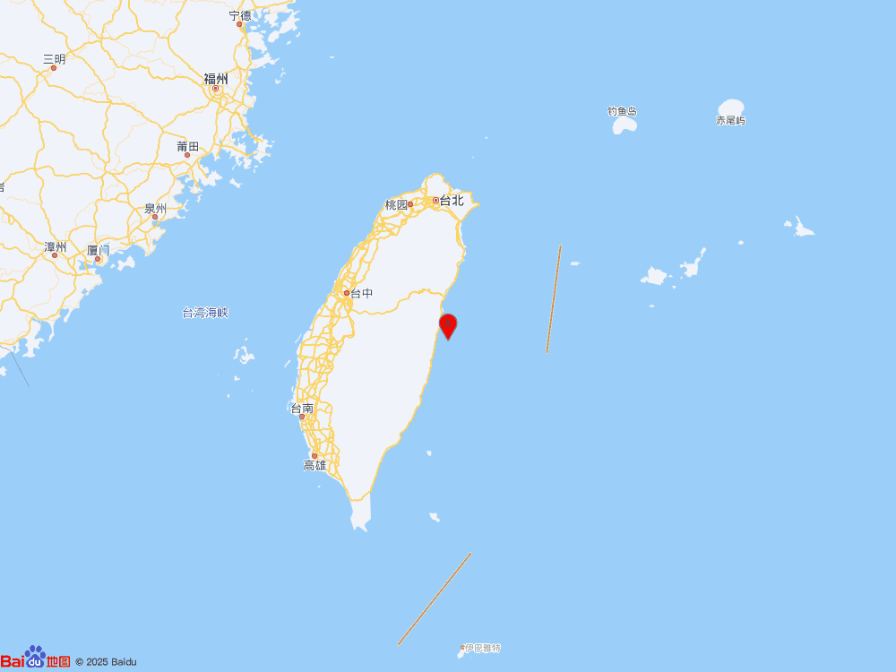 臺灣花蓮縣海域（北緯23.77度，東經(jīng)121.69度）發(fā)生4.3級地震