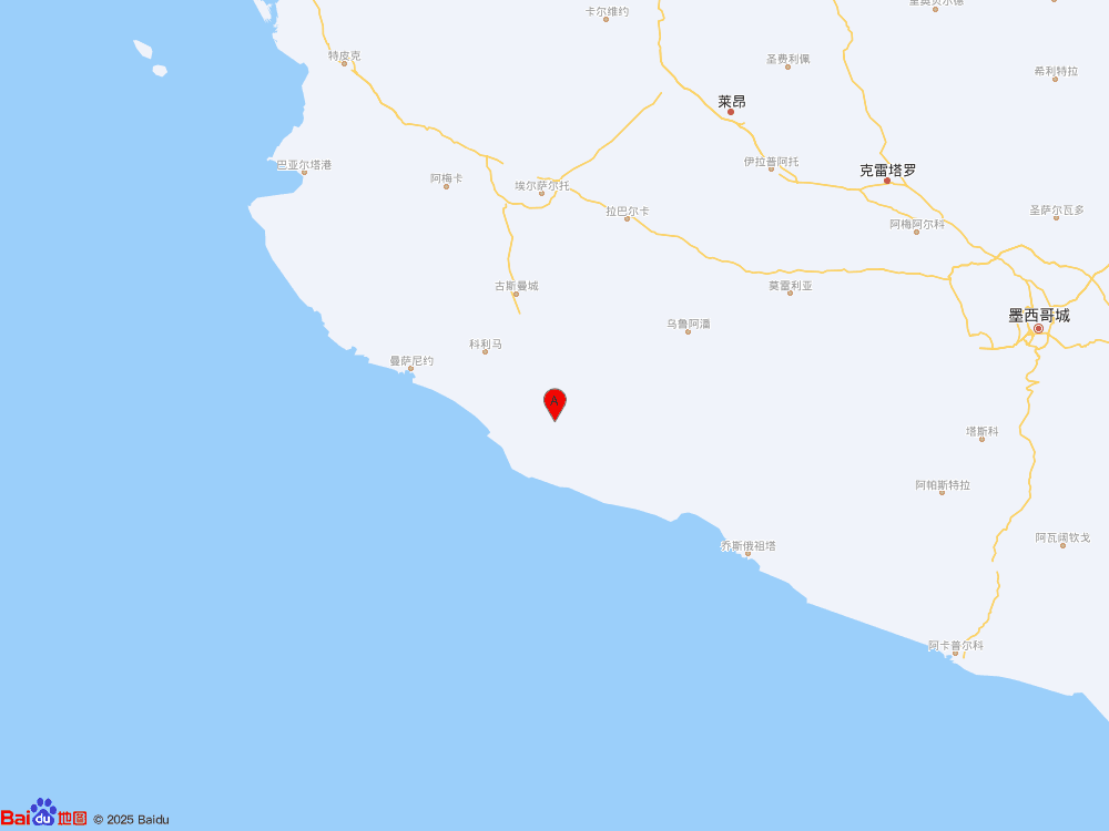 墨西哥（北緯18.75度，東經(jīng)-103.15度）發(fā)生6.3級地震